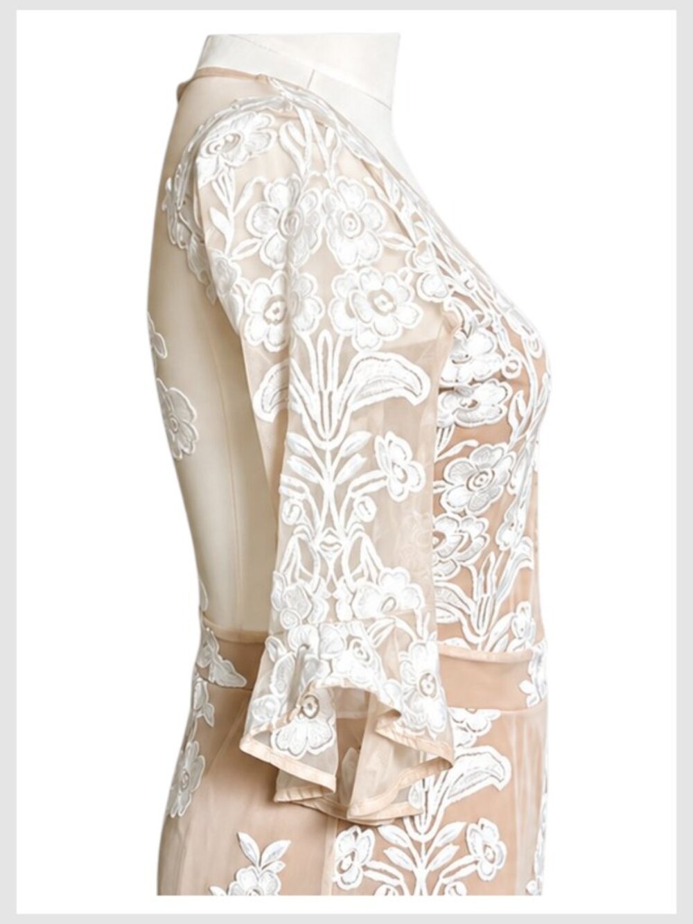 For Love & Lemons Temecula Embroidered Lace Mini Dress Nude XS - Picture 4 of 13